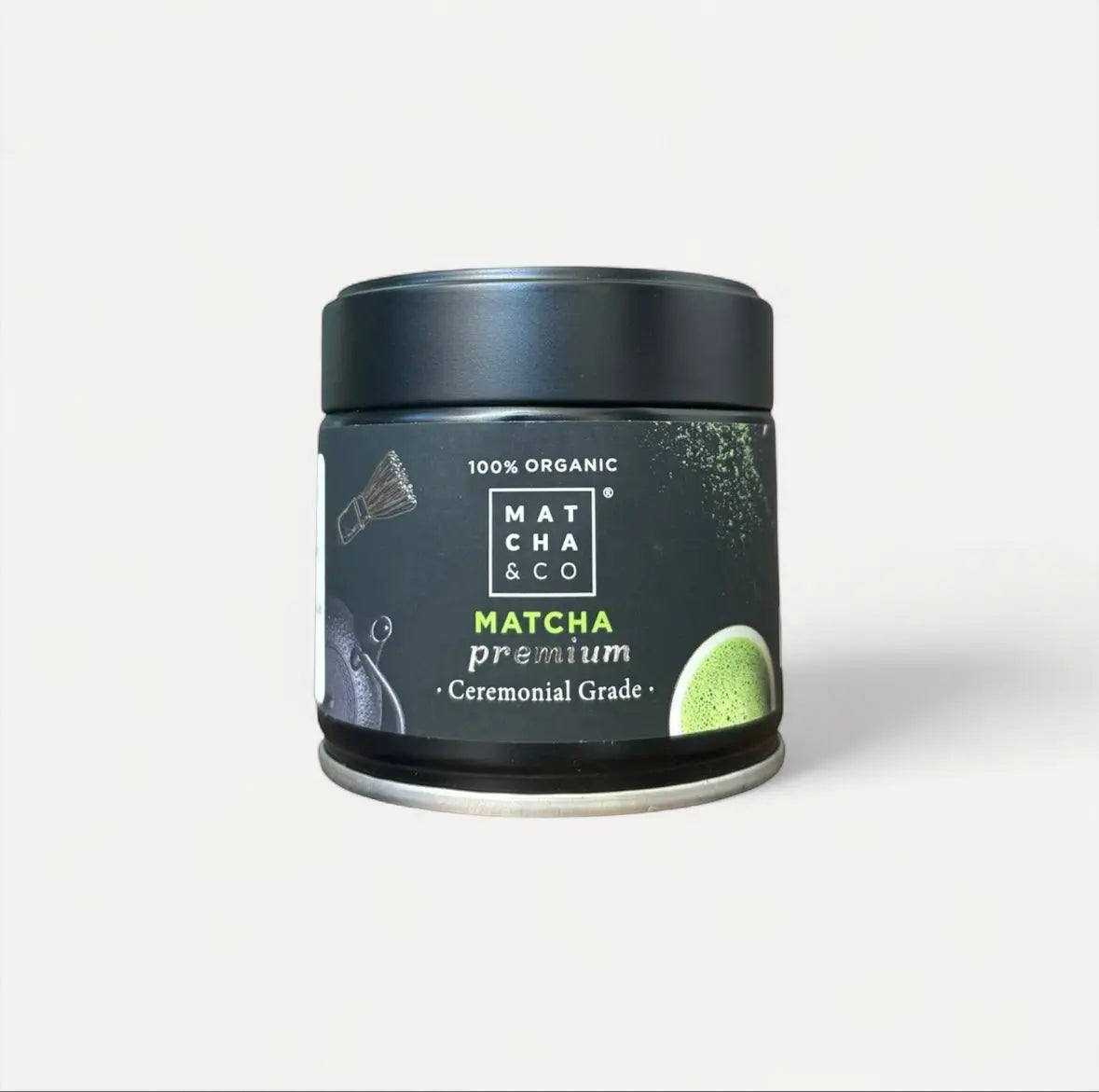 bio-matcha in schwarzer dose, ceremonial grade - fitaura