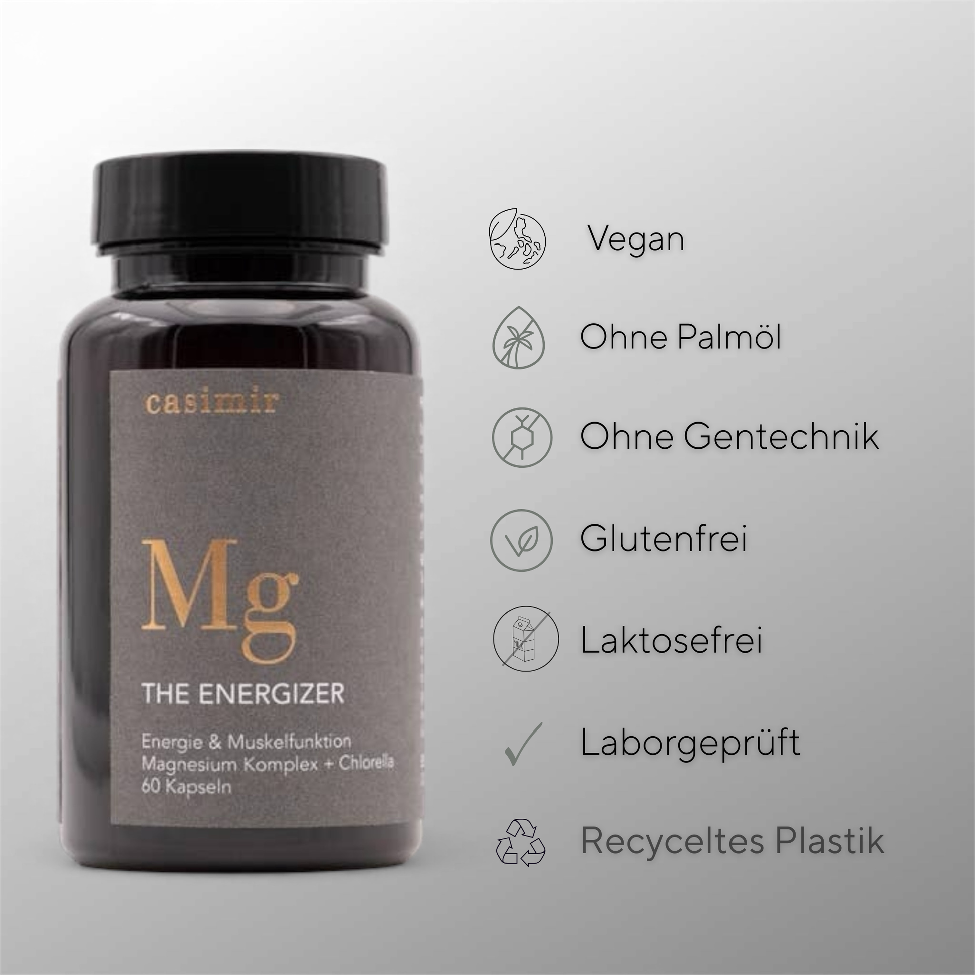 The Energizer Magnesium Komplex – vegan, ohne Palmöl, ohne Gentechnik, glutenfrei, laktosefrei, laborgeprüft, recyceltes Plastik